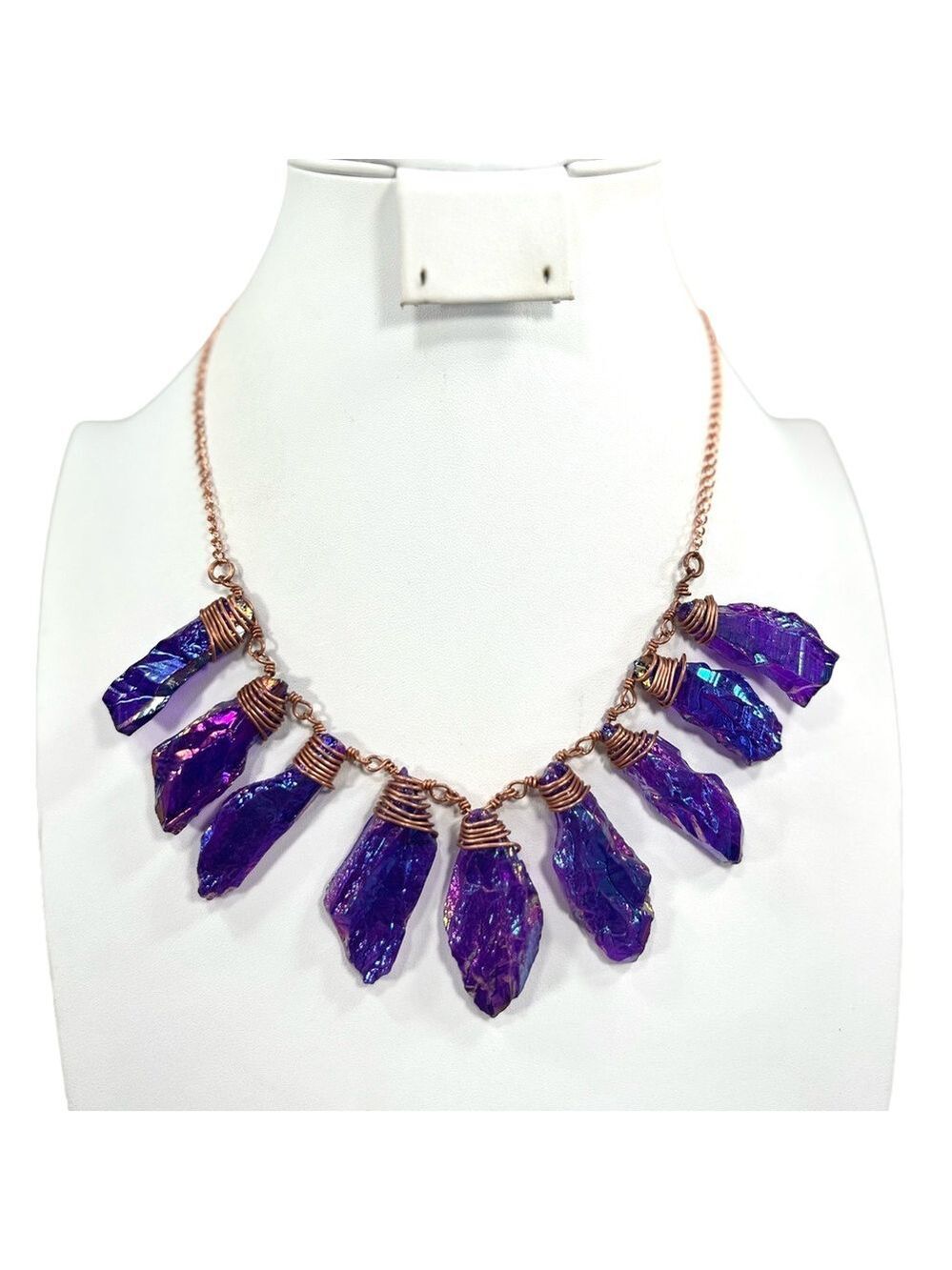 Purple Titanium Drusy Copper Gemstone Necklace